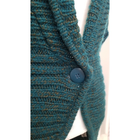 Turquoise/Brown Chunky-Knit Sweater - Picture 3 of 8